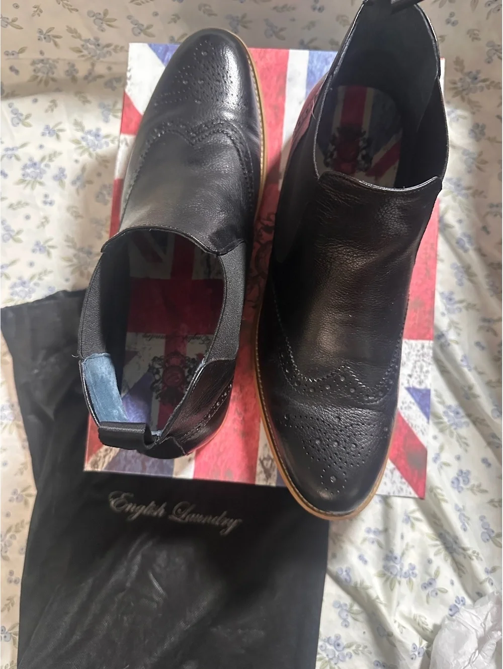 English Laundry Harrison Black Leather Chelsea Boots Size 10